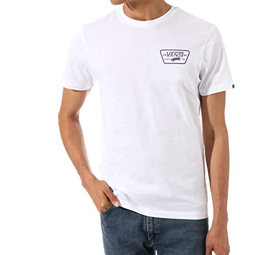 Vans Full Patch Back SS Camiseta, Blanco (White/Heliotrope Yig), X-Small para Hombre