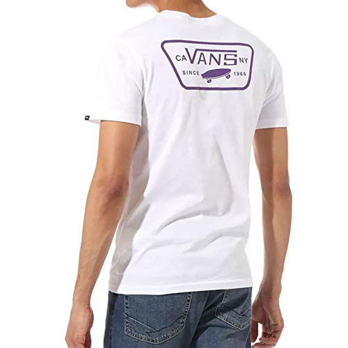 Vans Full Patch Back SS Camiseta, Blanco (White/Heliotrope Yig), X-Small para Hombre