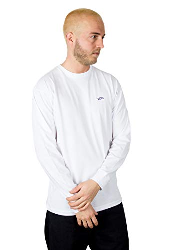 Vans Left Chest Hit LS Camisa Manga Larga, Blanco (White/Heliotrope Yig), X-Small para Hombre