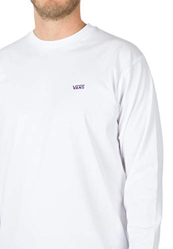 Vans Left Chest Hit LS Camisa Manga Larga, Blanco (White/Heliotrope Yig), X-Small para Hombre