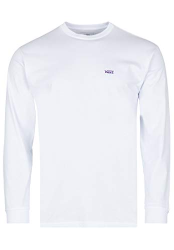 Vans Left Chest Hit LS Camisa Manga Larga, Blanco (White/Heliotrope Yig), X-Small para Hombre