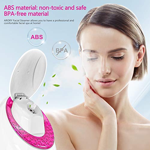 Vaporizador Facial, Sauna Facial Vaporizador, ARORY Facial Steamer con Vapor Nanoiónico, Cubierta Anti-polvo y 90ml Tanque de Agua de Gran Capacidad, para Limpiar y Hidratar Piel