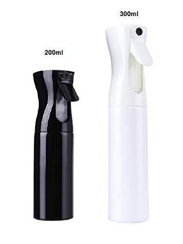 Vaporizador vacío (lote de 2) de 300 ml en blanco y 200 ml en negro, vaporizador para el pelo, spray ideal para uso diario para el cabello rizado (300 ml + 200 ml)