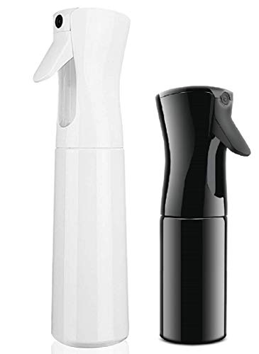 Vaporizador vacío (lote de 2) de 300 ml en blanco y 200 ml en negro, vaporizador para el pelo, spray ideal para uso diario para el cabello rizado (300 ml + 200 ml)