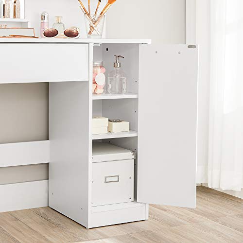 VASAGLE Tocador, Mesa de Maquillaje, con Espejo Cuadrado, Compartimiento, 1 cajón, 2 estantes, Organizador de Maquillaje, Blanco RDT119W01