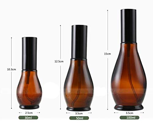 VASANA 2 botes de spray vacíos rellenables de cristal ámbar con atomizador negro y tapa antipolvo para aceites esenciales de viaje, aromaterapia