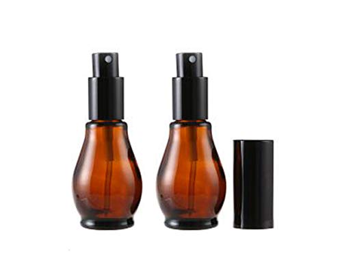 VASANA 2 botes de spray vacíos rellenables de cristal ámbar con atomizador negro y tapa antipolvo para aceites esenciales de viaje, aromaterapia