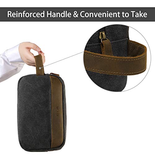 VASCHY Neceser Hombre,Bolsa de Aseo Mujer Neceseres para Maquillaje Cuero Lona Bolsa de Cosméticos Impermeable Bolsa de Lavado con Múltiples Bolsillos Gris