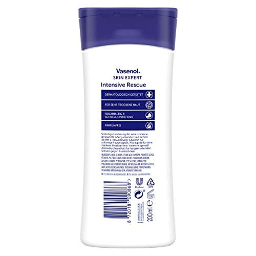 Vasenol Loción corporal intensiva Rescue para piel muy seca, dermatológicamente probada, 200 ml, 1 unidad