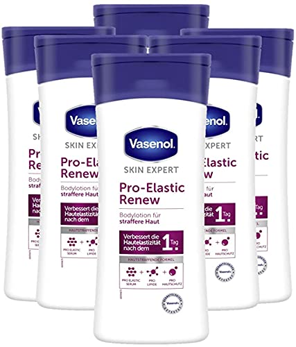 Vasenol Loción corporal Pro-Elastic Renew (loción corporal para piel más firme, dermatológicamente probada), incolora, 6 x 200 ml