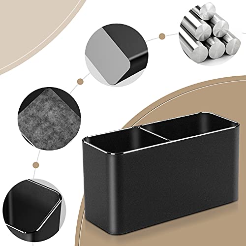 Vaydeer Portalápices de Metal de Aluminio, Portalápices para Caja de Almacenamiento de Escritorio, Pincel de Maquillaje, Regalo Ideal para la Oficina, el Aula y la Familia (Negro，2 Cuadrícula)