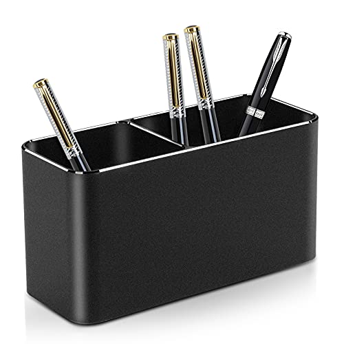 Vaydeer Portalápices de Metal de Aluminio, Portalápices para Caja de Almacenamiento de Escritorio, Pincel de Maquillaje, Regalo Ideal para la Oficina, el Aula y la Familia (Negro，2 Cuadrícula)