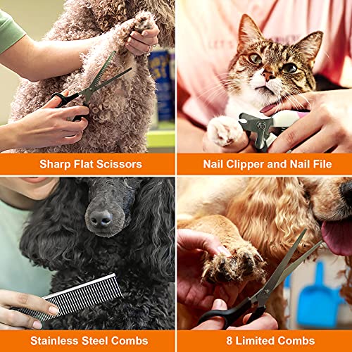 VCKHRRY Cortapelos para Mascotas IPX7 Impermeable Todo el Cuerpo Lavable Carga Inalámbrica de 3 Velocidades para Perros y Gatos Cortadora de Pelo para Mascotas de Bajo Ruido 7 Peines Guía