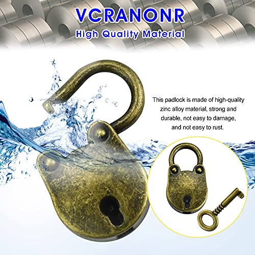 VCRANONR Candados Antiguos con Llaves 3 Piezas Mini Candados de Aleación de Zinc Candados Pequeños para Maletas Vintage/Cajas de Herramientas/Cofres de Pirata/Cajas de Madera/Cuadernos, Bronce