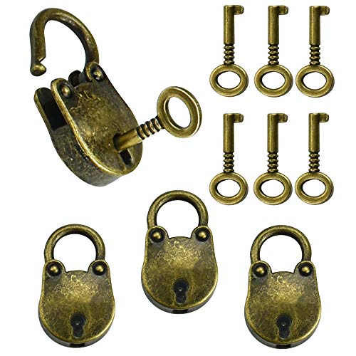 VCRANONR Candados Antiguos con Llaves 3 Piezas Mini Candados de Aleación de Zinc Candados Pequeños para Maletas Vintage/Cajas de Herramientas/Cofres de Pirata/Cajas de Madera/Cuadernos, Bronce