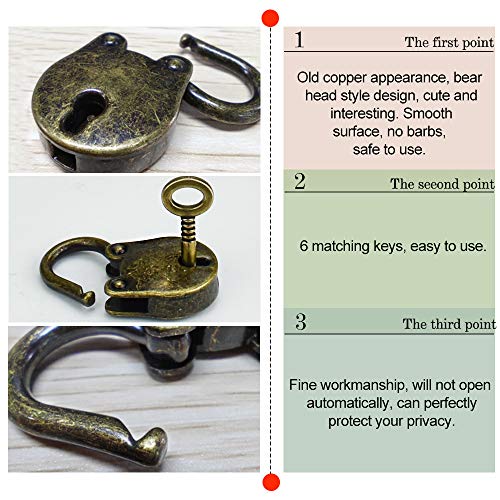 VCRANONR Candados Antiguos con Llaves 3 Piezas Mini Candados de Aleación de Zinc Candados Pequeños para Maletas Vintage/Cajas de Herramientas/Cofres de Pirata/Cajas de Madera/Cuadernos, Bronce