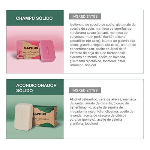 Vegano Champu Solido + Acondicionador Solido + Bolsita de Jabón Set Regalo, Champú Solido Sin Siliconas, Sulfatos y Parabenos para Hombres Mujeres, 200g
