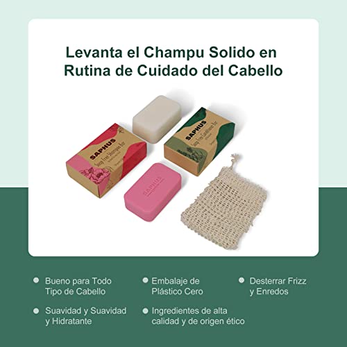 Vegano Champu Solido + Acondicionador Solido + Bolsita de Jabón Set Regalo, Champú Solido Sin Siliconas, Sulfatos y Parabenos para Hombres Mujeres, 200g