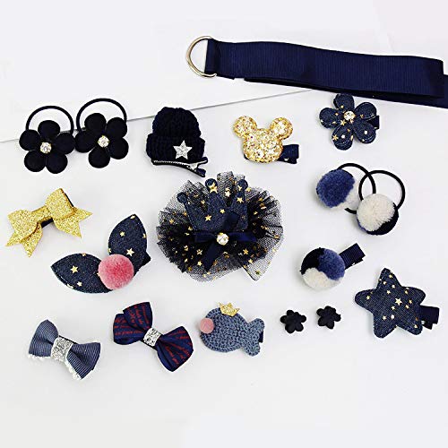 VEGCOO 54 Piezas Horquillas Pelo Bebe Niña y Gomas de Pelo Elásticos, Multicolor Pinza de Pelo Clips Lazos Pelo Niña Accesorios para el Cabello con Caja de Regalo para Niña (A)