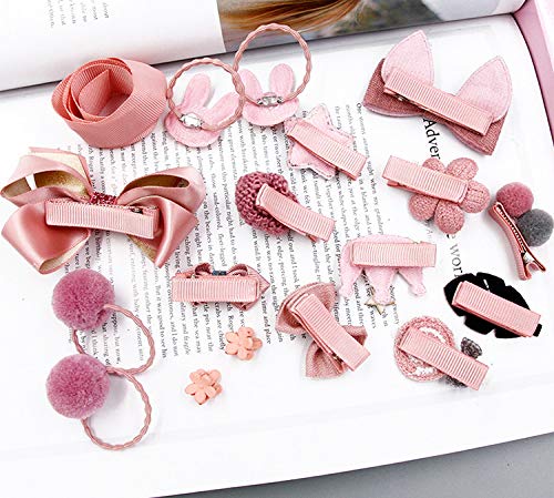 VEGCOO 54 Piezas Horquillas Pelo Bebe Niña y Gomas de Pelo Elásticos, Multicolor Pinza de Pelo Clips Lazos Pelo Niña Accesorios para el Cabello con Caja de Regalo para Niña (A)