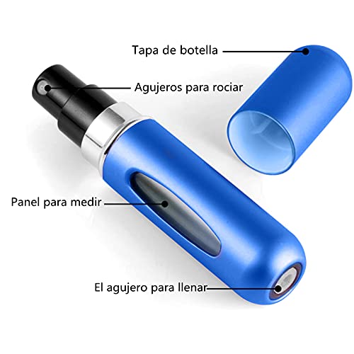 VEGCOO 6PCS Atomizador Perfume Recargable, Mini Spray de Perfume Portátil, Botella Vacío Pulverizador Viaje 5ml (B)