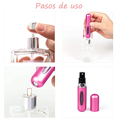 VEGCOO 6PCS Atomizador Perfume Recargable, Mini Spray de Perfume Portátil, Botella Vacío Pulverizador Viaje 5ml (B)