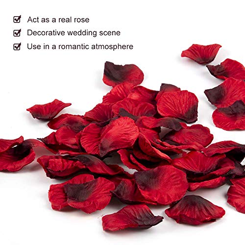 Vegena 2500 Piezas Pétalos de Rosa, Pétalos de Rosa en Seda Artificiales Rojo para Bodas Confeti, Fiestas, día de San Valentín y Ambiente Romántico (Roja)