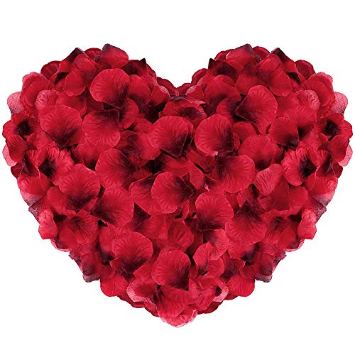 Vegena 2500 Piezas Pétalos de Rosa, Pétalos de Rosa en Seda Artificiales Rojo para Bodas Confeti, Fiestas, día de San Valentín y Ambiente Romántico (Roja)