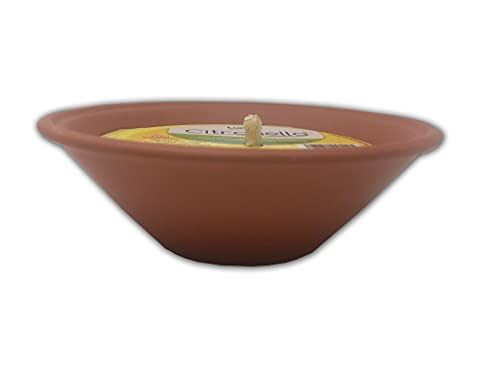 Vela Citronela Antimosquitos ø 17,5 cms. (6,89 in), Maceta Barro Cocido Terracota Natural, Vela Cera Perfumada Grande, Duración 9-10 Horas