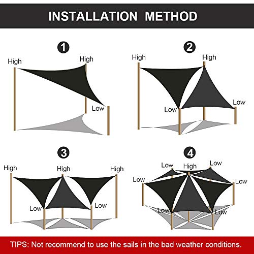 Vela de Sombra Triangular 3x3x3 Toldo Vela Triangular Impermeable Toldos para Jardín Protección Solar Rayos UV para Jardín Patio Terraza Balcón Exteriores Accesorios de Montaje Todo Incluído (Beige)