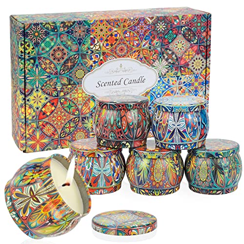 Velas Aromaticas Regalo Juegos de Velas 6 piezas 4onz, Velas Perfumadas con 100% Cera de Soja, Aliviar el Estrés Vela Aromatica Regalo Mujer para Cumpleaños,Año Nuevo,Día de San Valentín