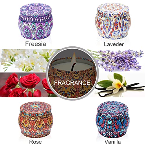 Velas Aromaticas, Velas Perfumadas Juego de 4 Piezas, Velas de Cera de Soja Natural para Aromaterapia Relajación Baño Yoga Cumpleaños, Día de la Madre y Regalo de San Valentín