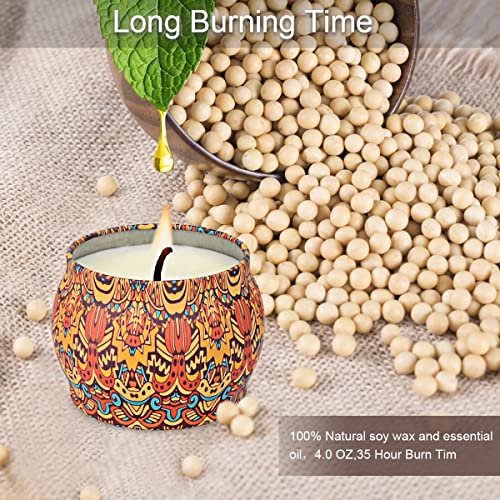 Velas Aromaticas, Velas Perfumadas Juego de 4 Piezas, Velas de Cera de Soja Natural para Aromaterapia Relajación Baño Yoga Cumpleaños, Día de la Madre y Regalo de San Valentín