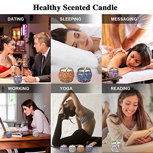 Velas Aromaticas, Velas Perfumadas Juego de 4 Piezas, Velas de Cera de Soja Natural para Aromaterapia Relajación Baño Yoga Cumpleaños, Día de la Madre y Regalo de San Valentín