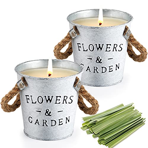 Velas de citronela perfumadas, juego de regalo, 13,5 oz cera de soja natural, velas perfumadas de verano, duración para interior y exterior, jardín, terraza, picnic – 2 unidades
