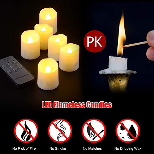 Velas LED recargables con temporizador de control remoto, Ymenow 6 unidades luces LED sin llama que funcionan con pilas parpadeantes con cable USB de 6 puertos para decoración Navidad casa boda