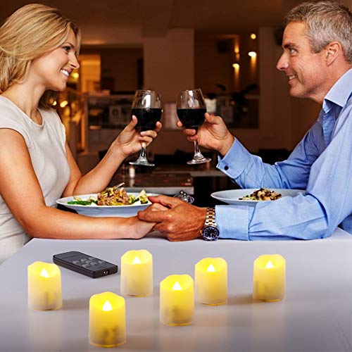 Velas LED recargables con temporizador de control remoto, Ymenow 6 unidades luces LED sin llama que funcionan con pilas parpadeantes con cable USB de 6 puertos para decoración Navidad casa boda