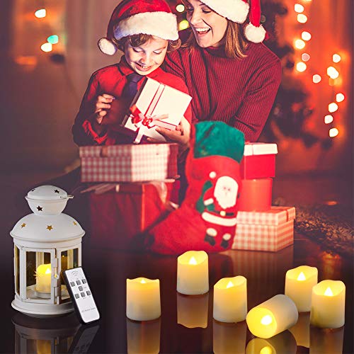 Velas LED recargables con temporizador de control remoto, Ymenow 6 unidades luces LED sin llama que funcionan con pilas parpadeantes con cable USB de 6 puertos para decoración Navidad casa boda