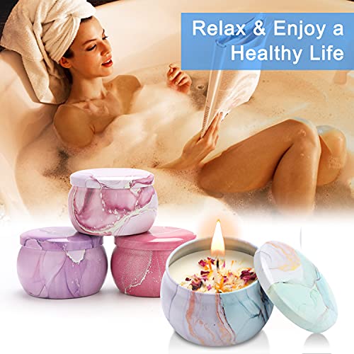 Velas Perfumadas, DASIAUTOEM Velas Perfumadas Aromaticas, Cera de Soja Natural, Aromaterapia Velas de Regalo para Mujeres, Aliviar el Estrés, Pétalos Velas para Boda San Valentín Regalos