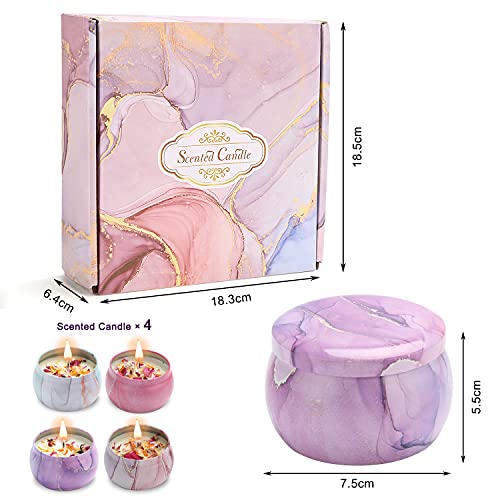 Velas Perfumadas, DASIAUTOEM Velas Perfumadas Aromaticas, Cera de Soja Natural, Aromaterapia Velas de Regalo para Mujeres, Aliviar el Estrés, Pétalos Velas para Boda San Valentín Regalos