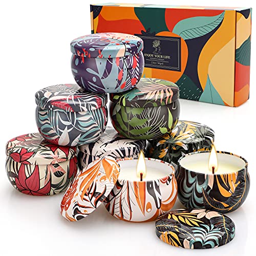 Velas Perfumadas Juego de 8 Piezas, Velas Aromaticas 8x2.5OZ, Regalo de Velas de Aromaterapia Cera de Soja(15-20 Hora), Boda Baño Yoga Cumpleaños Navidad Día de San Valentín Regalos