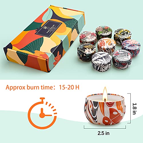 Velas Perfumadas Juego de 8 Piezas, Velas Aromaticas 8x2.5OZ, Regalo de Velas de Aromaterapia Cera de Soja(15-20 Hora), Boda Baño Yoga Cumpleaños Navidad Día de San Valentín Regalos