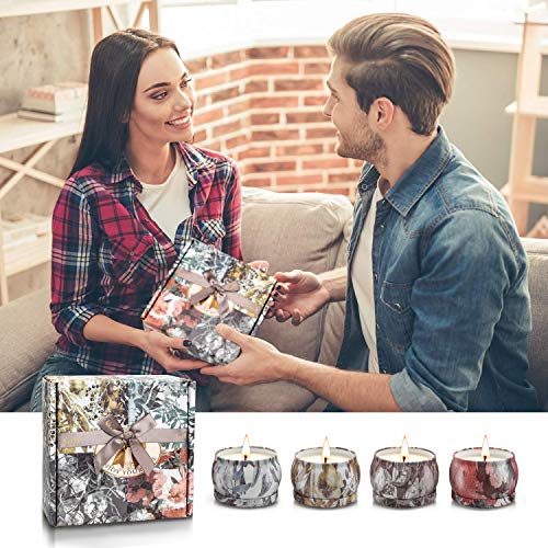 Velas Perfumadas para Mujer, 5.56oz Cera de Soja, Vela Aromaticas Regalo, Juegos de Velas para Cumpleaños, Día de La Madre, Día de San Valentín, Navidad, Aliviar el Estrés y Uso Diario, Set de 4