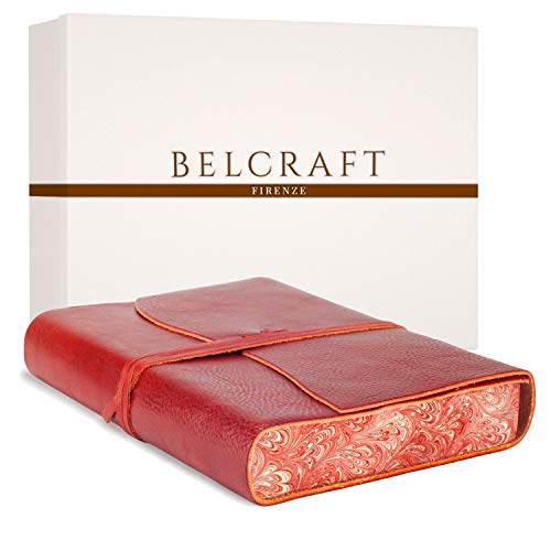 Venezia Romantica A5 Journal Intime / Carnet de Notes en cuir de fabrication artisanale Italienne, Cadeau Spécial, Journal de Voyage, Notebook A5 (15x21 cm) Rouge