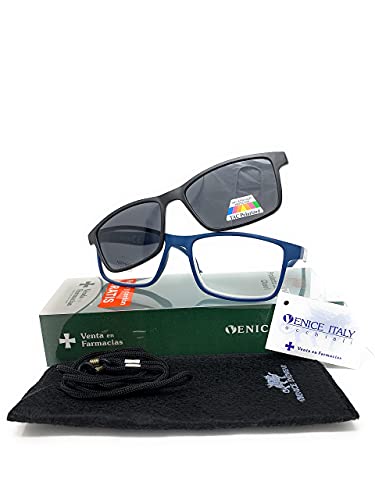 VENICE EYEWEAR OCCHIALI | Gafas de lectura 2 en 1 . SUPLEMENTO POLARIZADO IMAN unisex Venice. Protege tus ojos de la fatiga y del sol. Blue +2,00