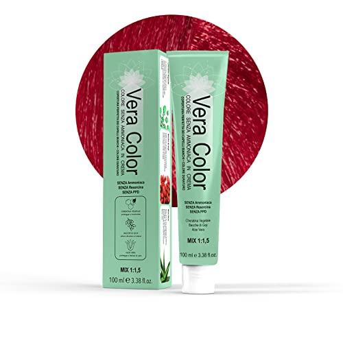 Vera Color, 7.66 Rubio Rojizo Intenso, Tinte Profesional Permanente, Tinte Pelo Mujer sin Amoníaco, con Queratina Vegetal, Aloe Vera y Bayas de Goji, Cobertura Total de las Canas, 100 ml