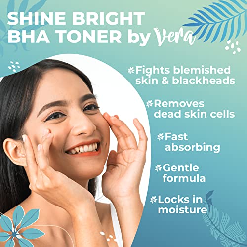 Vera Tonico Facial Piel Grasa y Mixta con Acido Salicilico BHA, Acido Hialuronico y Aloe Vera - Tratamiento Acne Facial con Acido Salicilico Facial - Tonico Piel Grasa con Ácido Salicílico Acné, 250ml