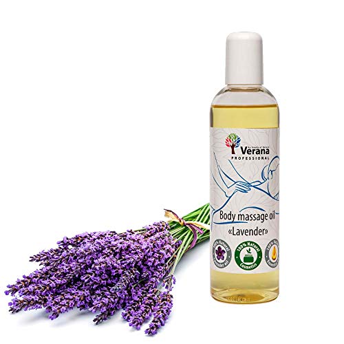 Verana Aceite de masaje corporal Lavanda, cosmética natural para todos los tipos de piel, efecto revitalizante e hidratante, calma el sistema nervioso, aromaterapia de calidad, 250 ml
