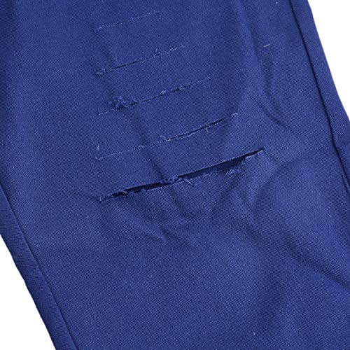 Verano De Las Mujeres 9 Lápiz De Pantalones 10 Estiramiento Flaco Destruido Leggings Joven De Cintura Alta En Agujeros Rasgados Rasgados Mirar Cher Women (Color : Dunkelblau, Size : L)