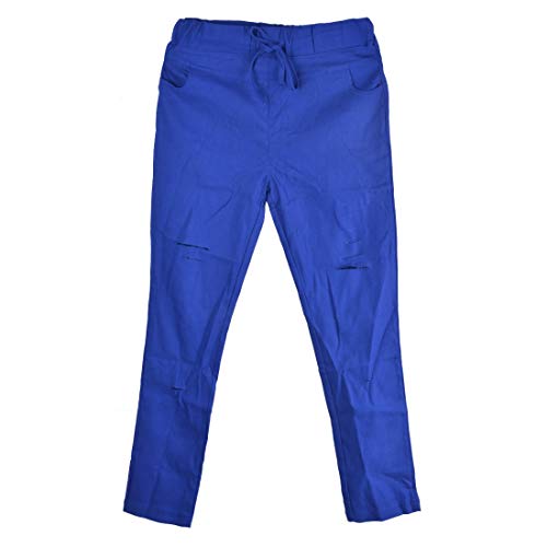 Verano De Las Mujeres 9 Lápiz De Pantalones 10 Estiramiento Flaco Destruido Leggings Joven De Cintura Alta En Agujeros Rasgados Rasgados Mirar Cher Women (Color : Dunkelblau, Size : L)
